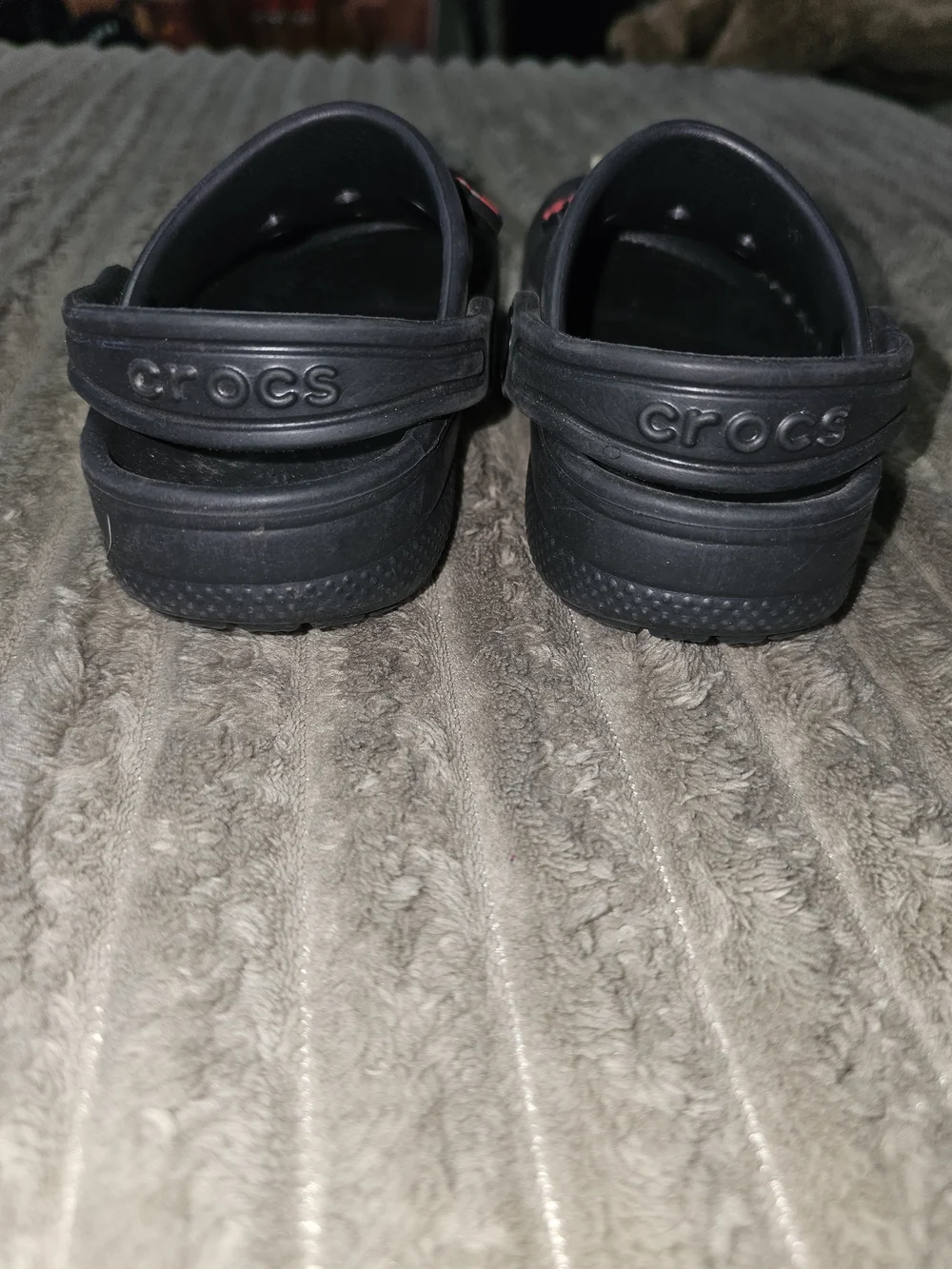 Kids Black Croc Clog Shoes with Superhero Charms Size 9 - KS 1